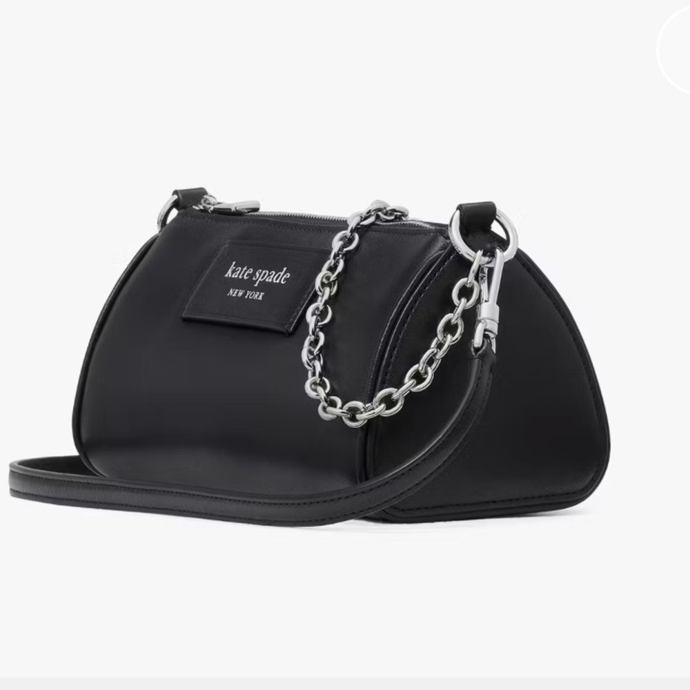 Kate Spade Black Mini Bag with Silver Chain black.